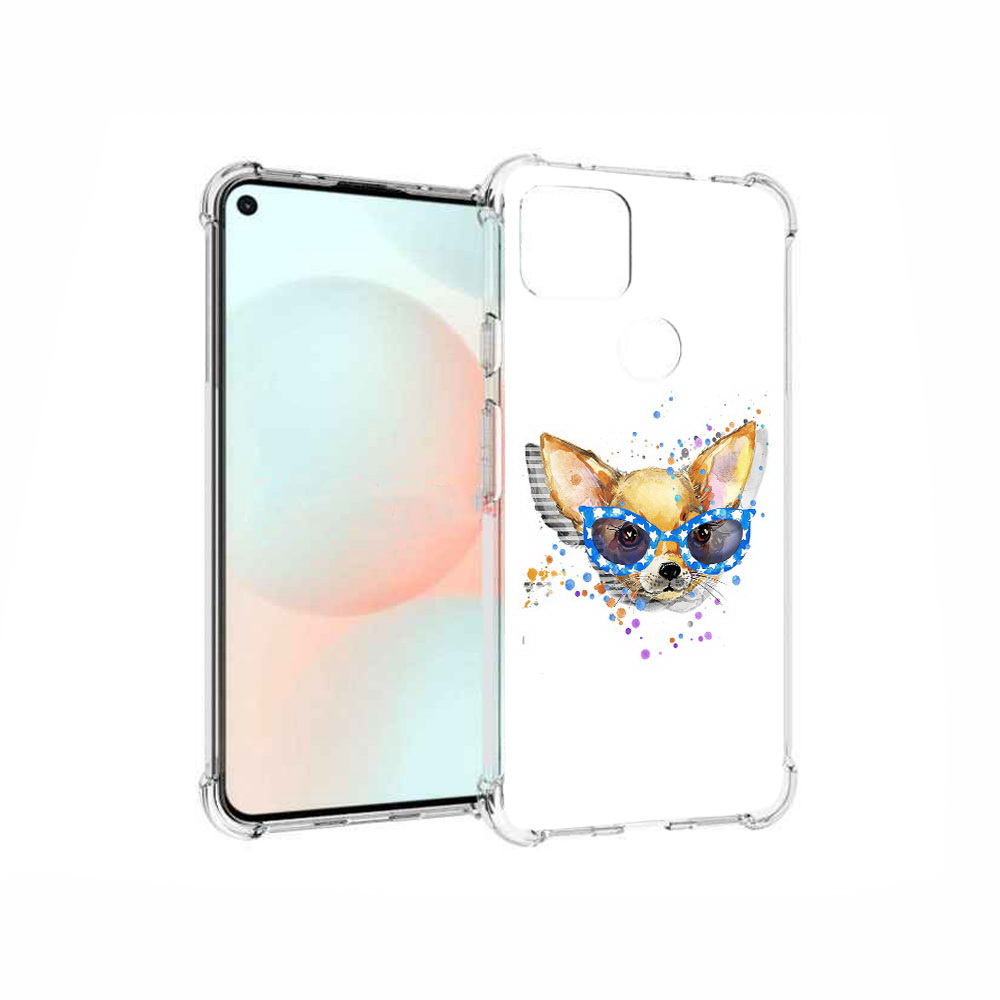 

Чехол MyPads Tocco для Google Pixel 5A чихуа-хуа в очках, Прозрачный, Tocco