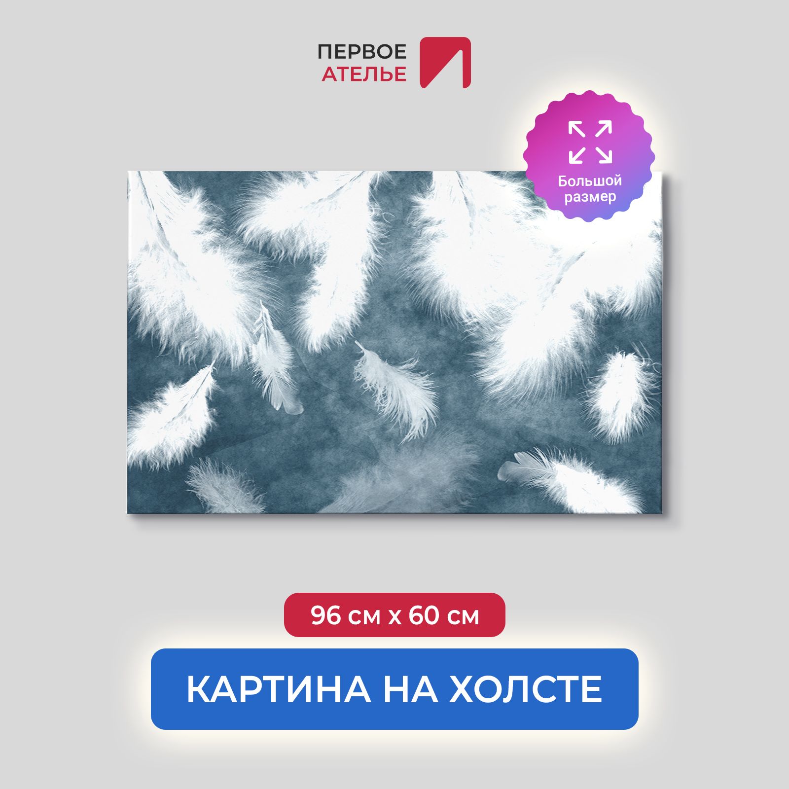 

Картина для интерьера ПЕРВОЕ АТЕЛЬЕ "Пушистые перья на темно-сером фоне" 96х60 см, Пушистые перья на темно-сером фоне