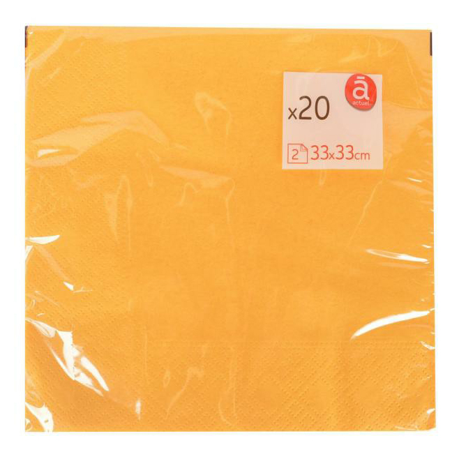 фото Салфетки бумажные actuel двухслойные желтые 33 х 33 см 20 шт