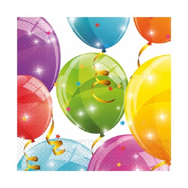Салфетки бумажные Procos Sparkling Balloons 2 слоя 33 х 33 см 20 шт