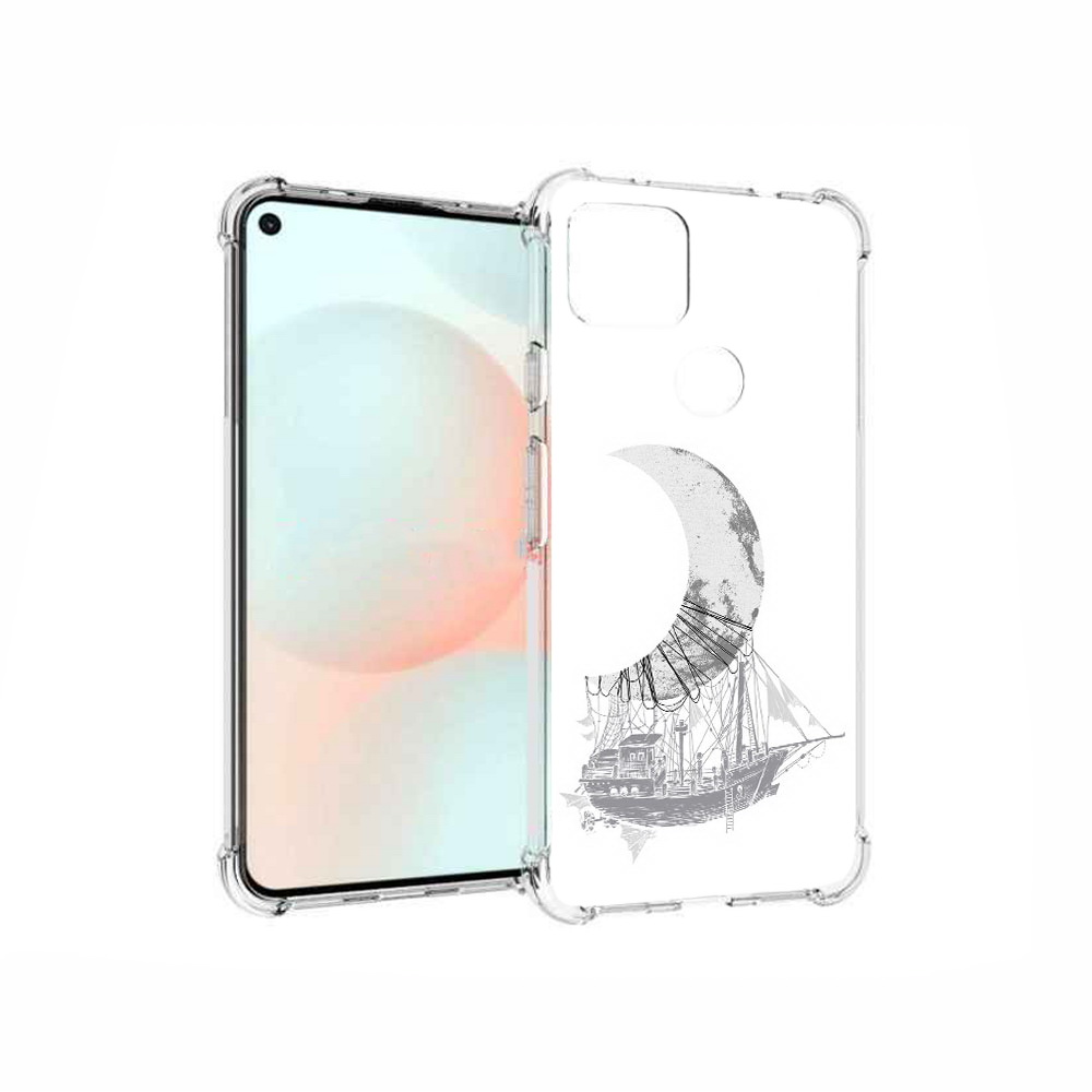 

Чехол MyPads Tocco для Google Pixel 5A черно белый корабль полумесяц, Прозрачный, Tocco