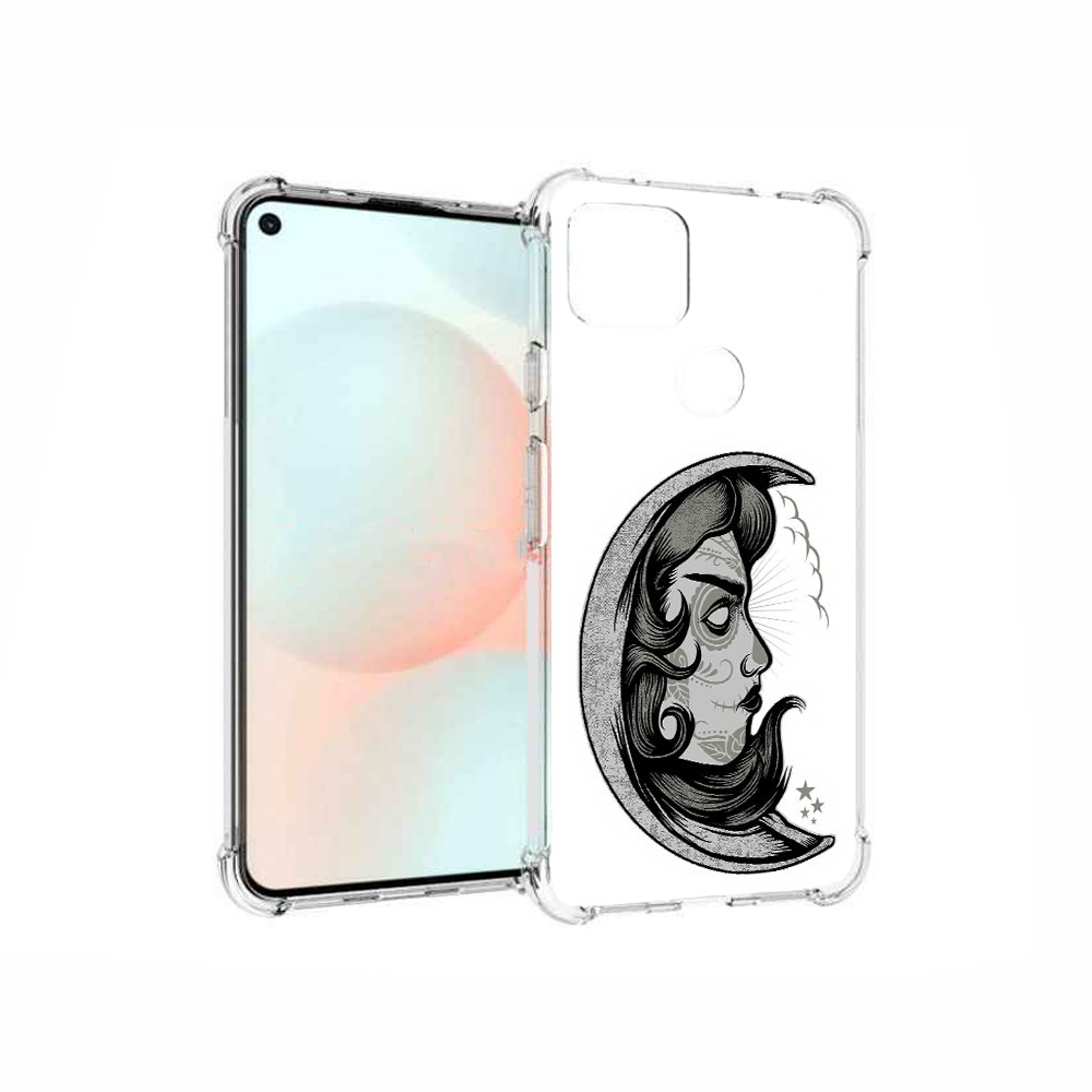 

Чехол MyPads Tocco для Google Pixel 5A черно белая луна с лицом, Прозрачный, Tocco