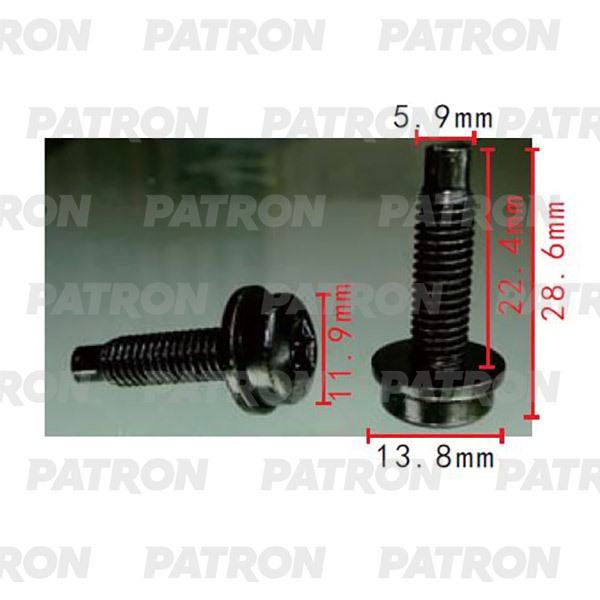 Винт Металлический Применяемость: Винт T1=12.0, T2=14.0, F=5.9, L=25.0 PATRON арт. P372227