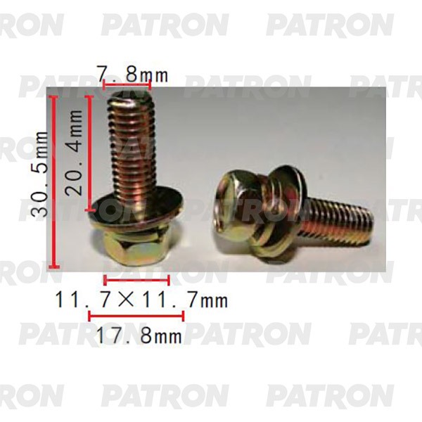 Болт Шайба Т1=12.0Х12.0, Т2=18.0, F=7.8, L=21.0 PATRON p372218