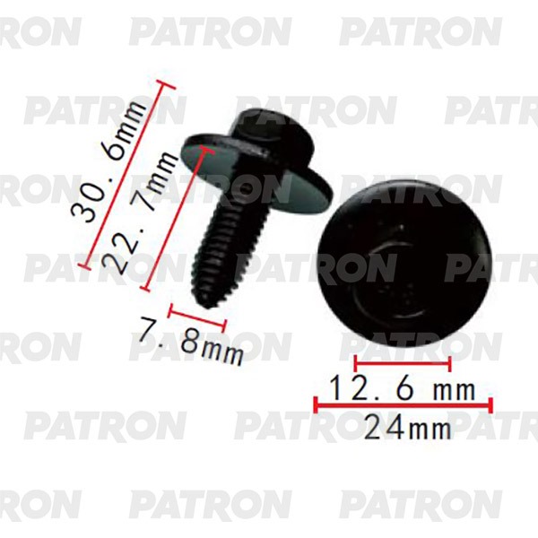 Винт Металлический Gm Болт T1=13.0, T2=24.0, F=7.8, L=23.0 PATRON P372198