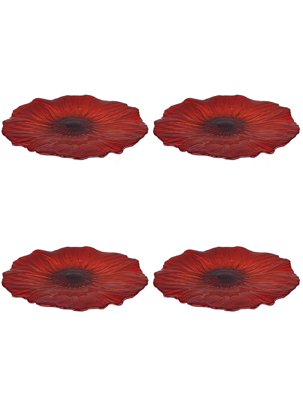 

Тарелка сервировочная набор 4 шт стекло Аксам маки 21см 18784/1, Красный