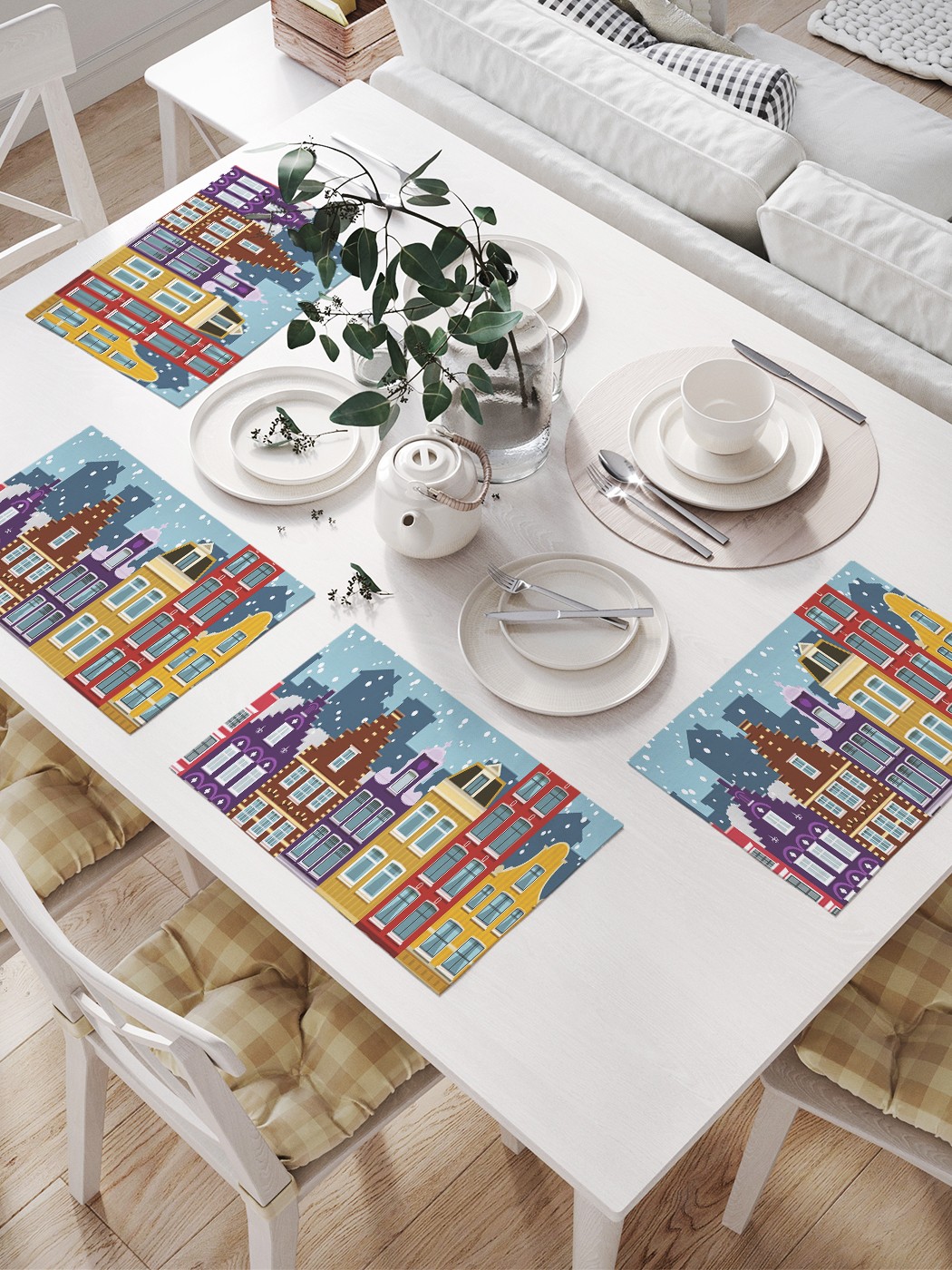 

Комплект салфеток JoyArty "Голландский зимний город" для сервировки стола (32х46 см, 4 шт), Желтый, Голландский зимний город