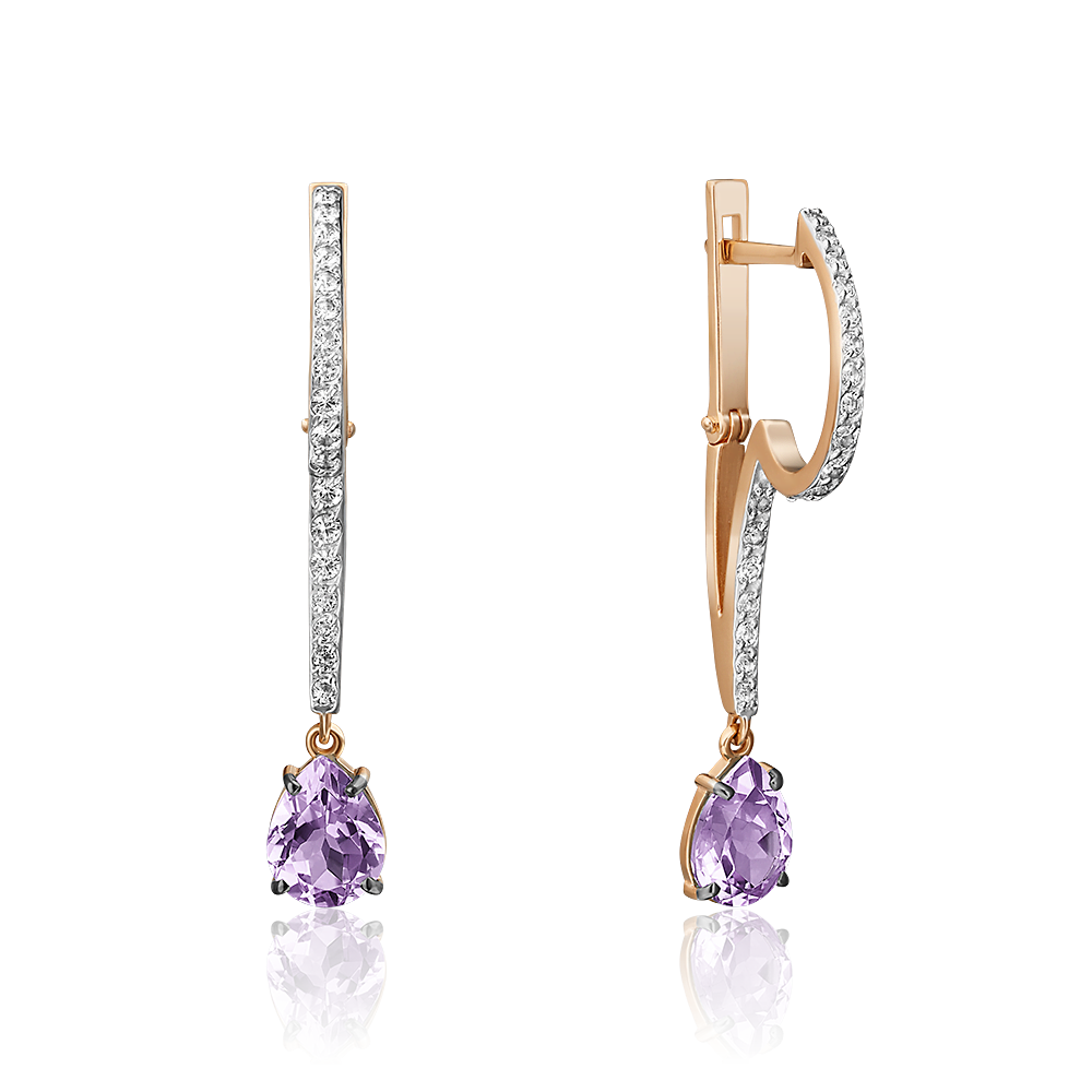 

Серьги из золота PLATINA jewelry 02-4584-00, топаз/аметист, 02-4584-00