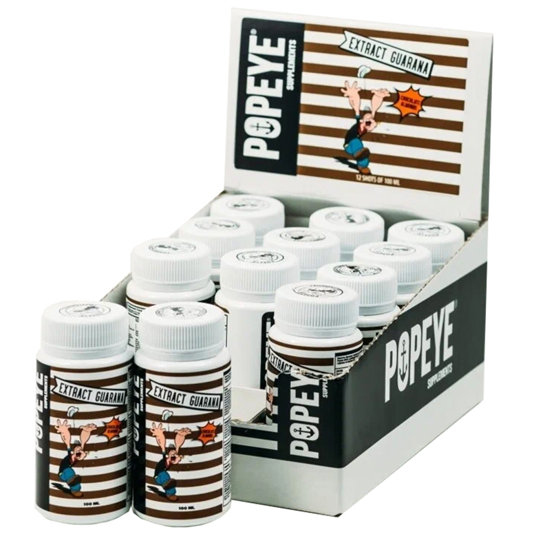 Экстракт гуараны Popeye Supplements Guarana Shot, набор 12 шт по 100 мл, шоколад-миндаль