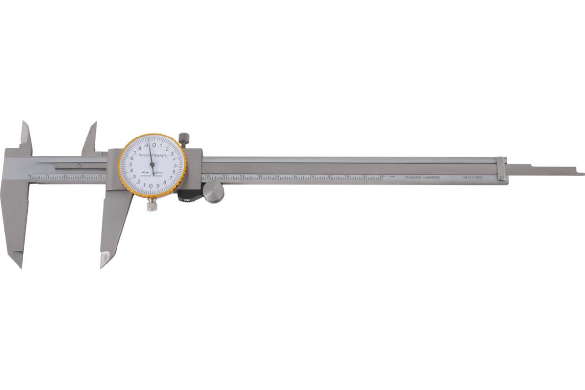 Штангенциркуль WIEDERKRAFT с отсчетом по круговой шкале 0-200 мм, 0,02 мм WDK-MF20002 круговой нож olfa