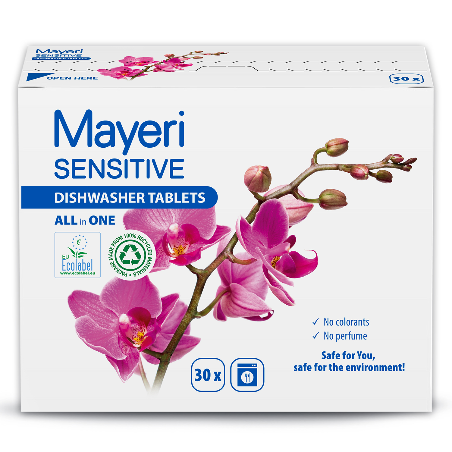 Таблетки для посудомоечной машины All-in-One ЭКО Mayeri Sensitive, бесфосфатные, 30шт