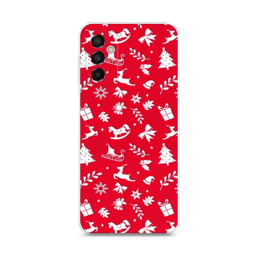 

Чехол на Samsung Galaxy M23 5G "Красный новогодний фон", Красный;белый, 2105550-5