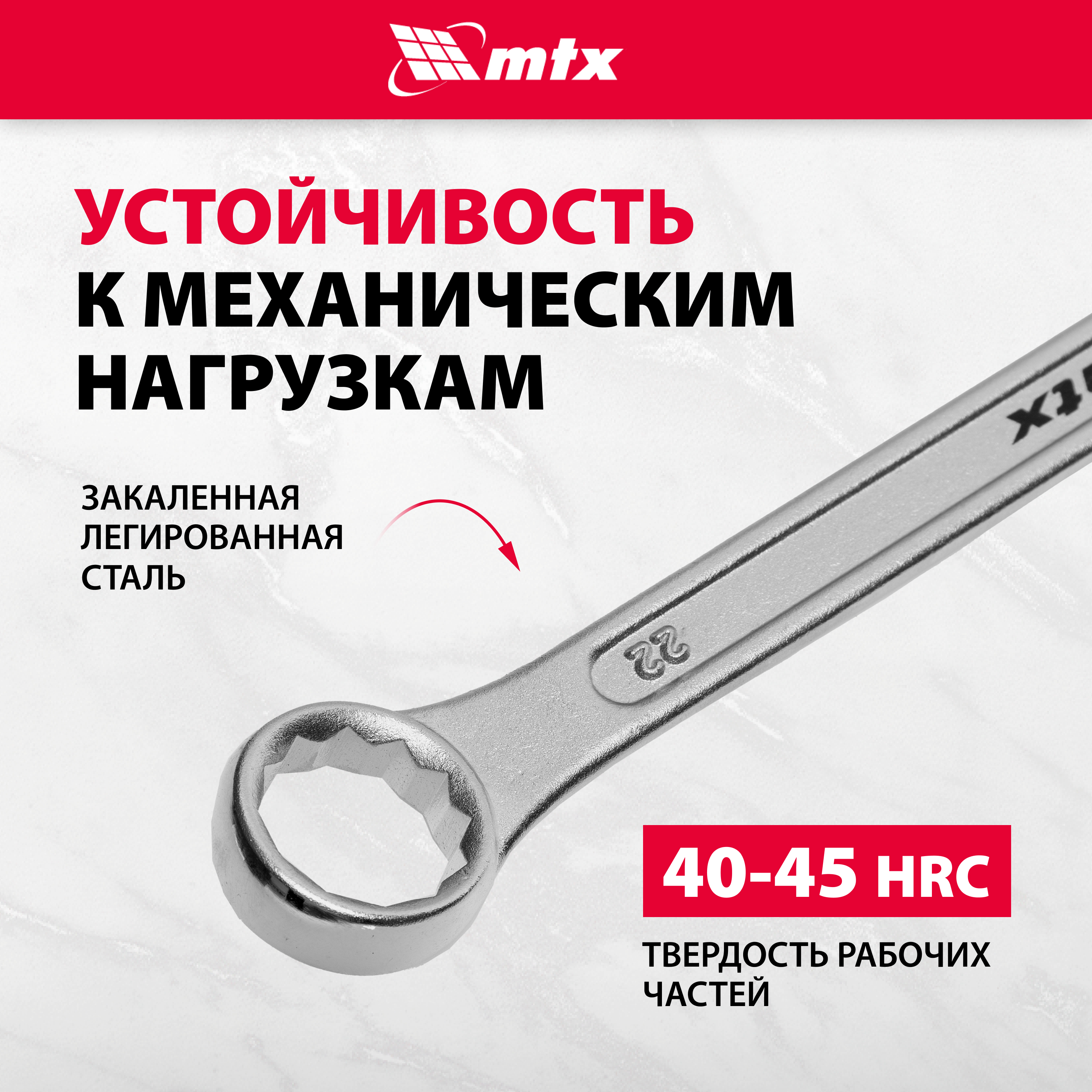 Набор ключей комбинированных MTX 6-32 мм, 25 шт., кованые, матовый хром 15417