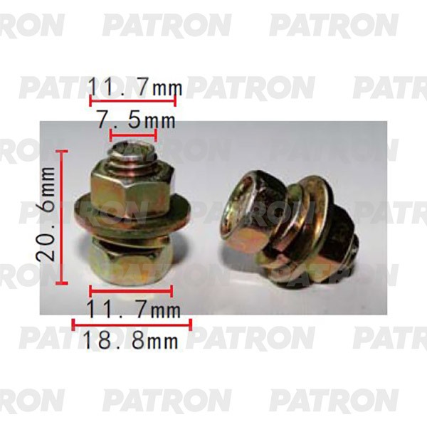 Гайка T1=12.0, T2=19.0, F=7.5, L=21.0 PATRON P372182