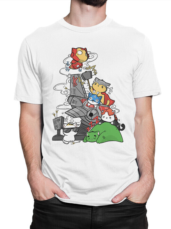 

Футболка мужская Dream Shirts Супергеройские коты 10010872 белая M, Супергеройские коты 10010872