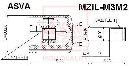 

Шрус Внутр.Лев.24x35x28 Mazda 3 ASVA арт. MZIL-M3M2