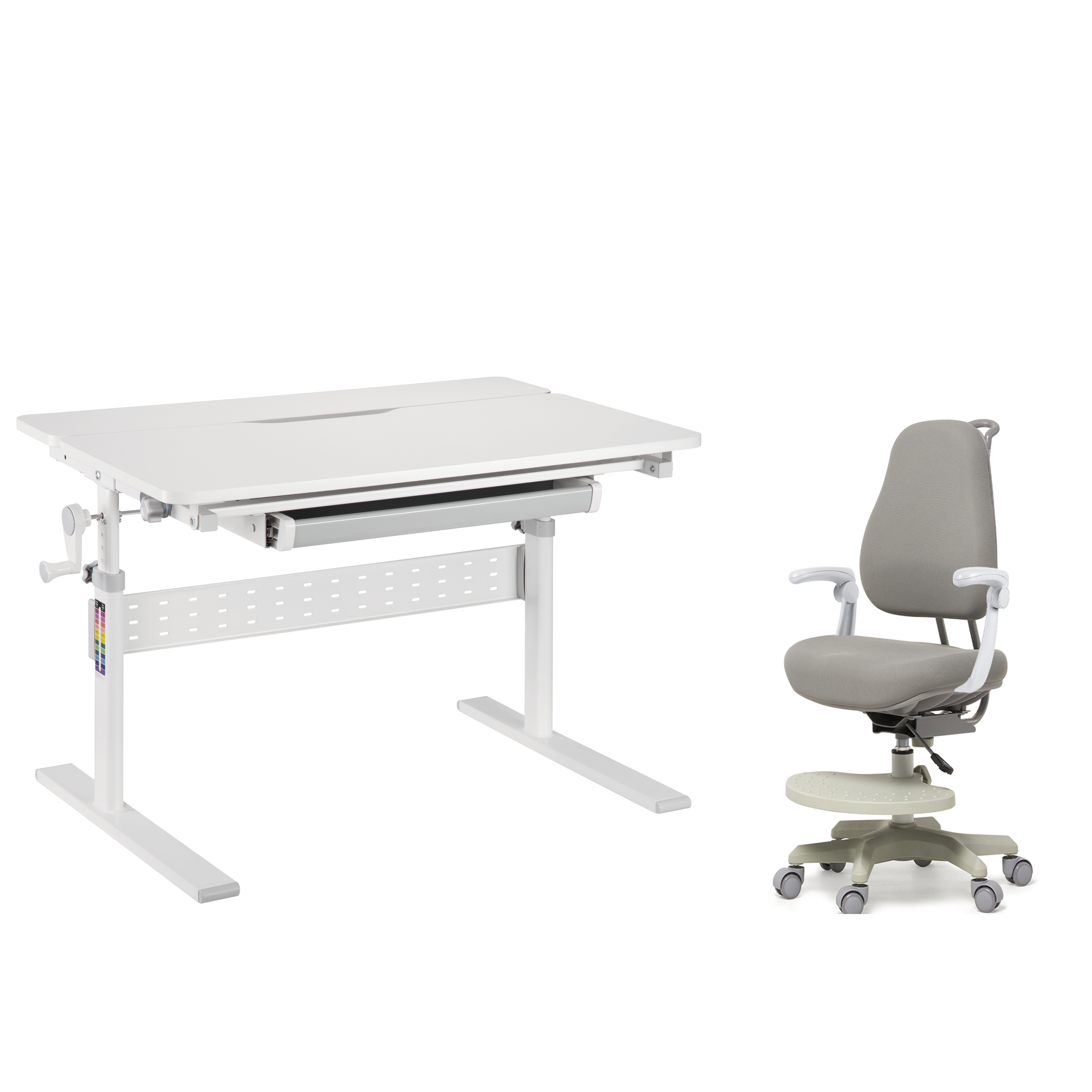 

Парта и кресло с подлокотниками FunDesk регулируемые по высоте Colore new Paeonia Grey, Colore (new)+Paeonia