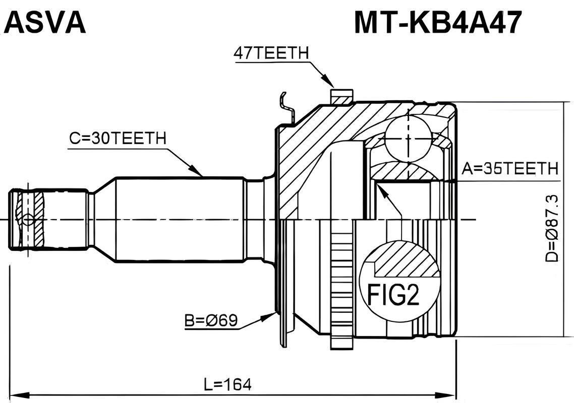 

Шрус Внешний ASVA арт. MTKB4A47