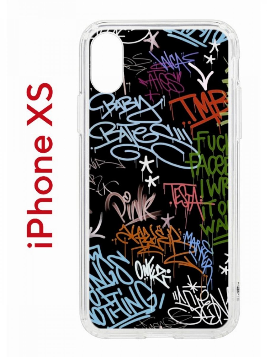 Чехол на iPhone X, Xs с принтом Kruche Print Граффити, бампер с защитой камеры