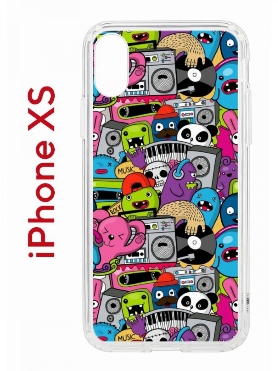 Чехол на iPhone X, Xs с принтом Kruche Print Monsters music, бампер с защитой камеры