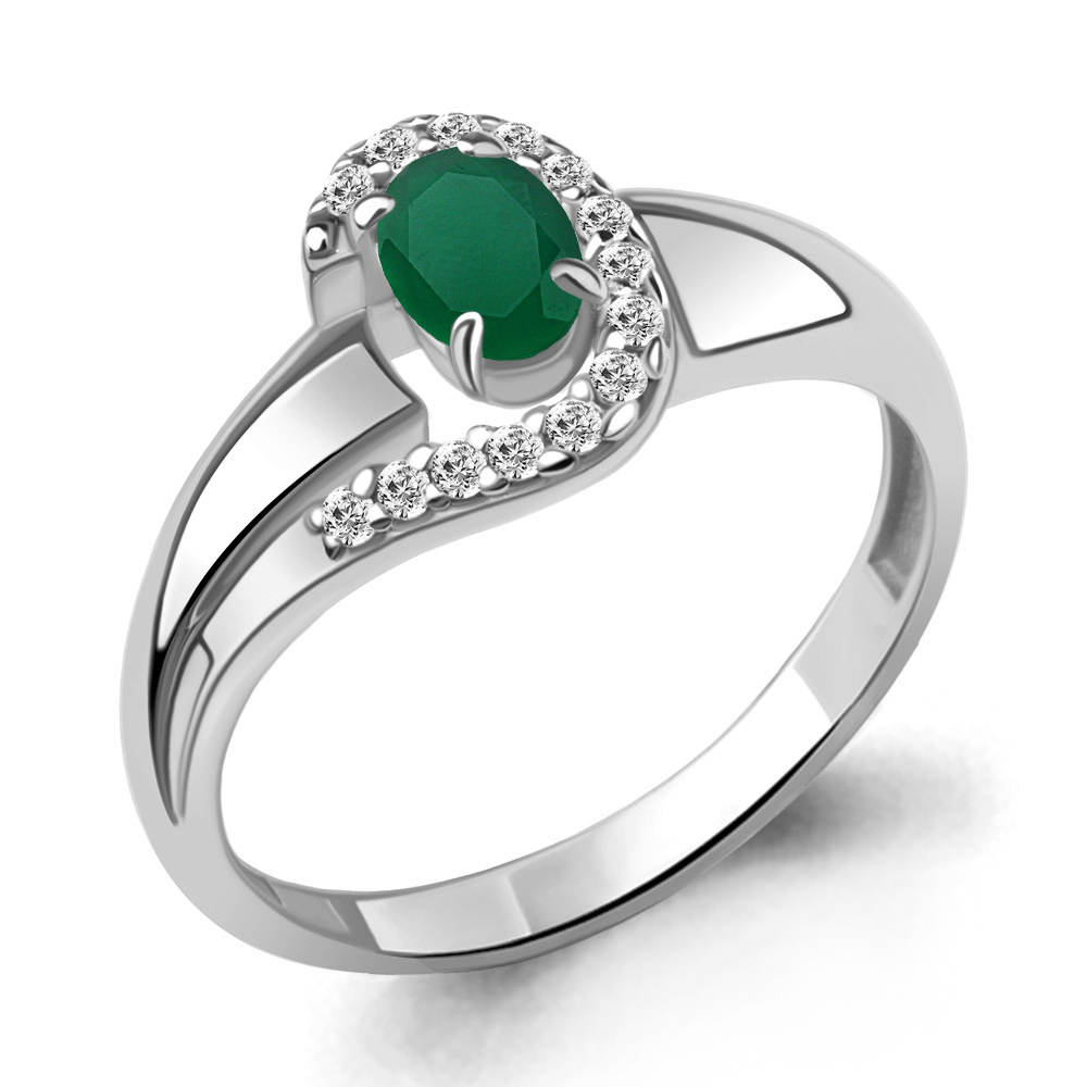 

Кольцо из серебра с агатом\фианитом Aquamarine Aquamarine 6967409А_925_р р. 16,5, 6967409А_925_р