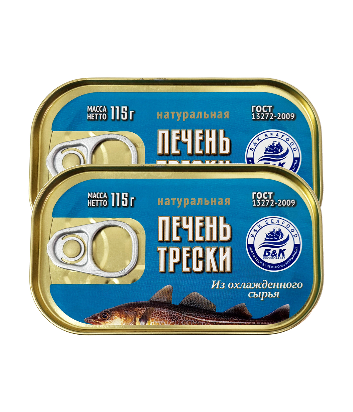 Печень трески атлантической, охлажденная, Боско-Морепродукт, 2 шт. по 115 г