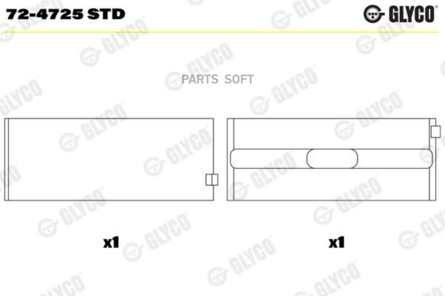 

GLYCO 72-4725 STD Коренной вкладыш (комплект) 1шт