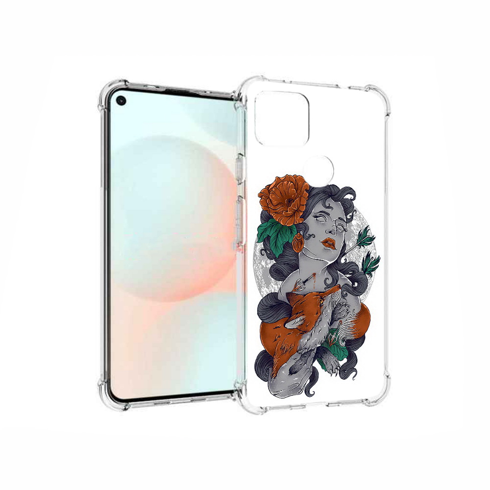 

Чехол MyPads Tocco для Google Pixel 5A темная девушка с лисой, Прозрачный, Tocco