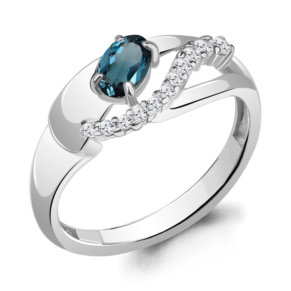 

Кольцо из серебра с топазом\фианитом Aquamarine Aquamarine 6967308А_925_р р. 16,5, 6967308А_925_р