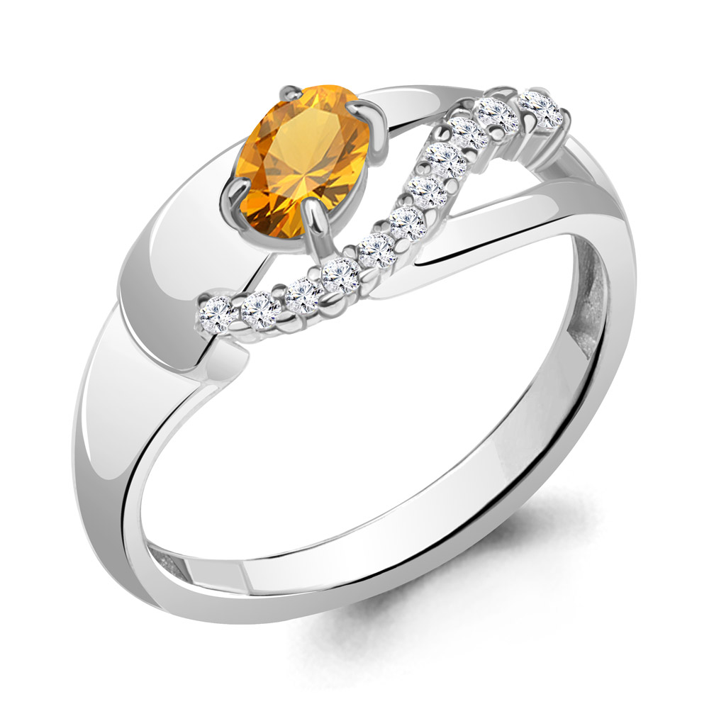 

Кольцо из серебра с цитрином\фианитом Aquamarine Aquamarine 6967306А_925_р р, 6967306А_925_р
