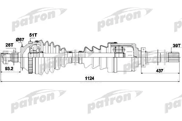 

Полуось прав RENAULT: MASTER II автобус 2.5 D/2.8 dTI 98- PATRON PDS1408