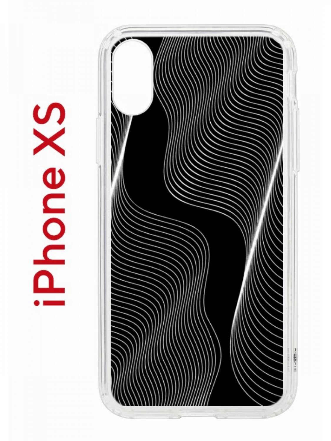 Чехол на iPhone X, Xs с принтом Kruche Print Line black, бампер с защитой камеры
