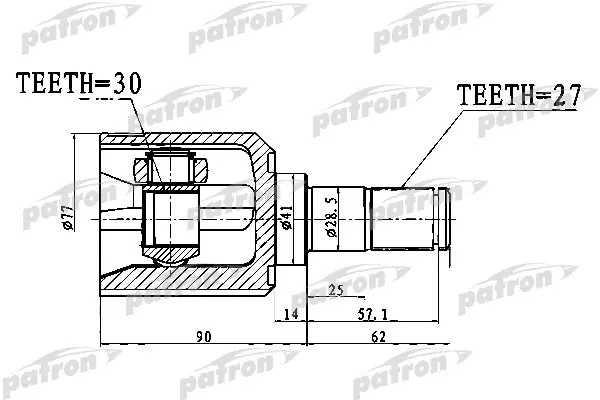 

ШРУС внутренний 27X41X30 MITSUBISHI GALANT EA3A/EA8A USA 96-03 PATRON PCV1760