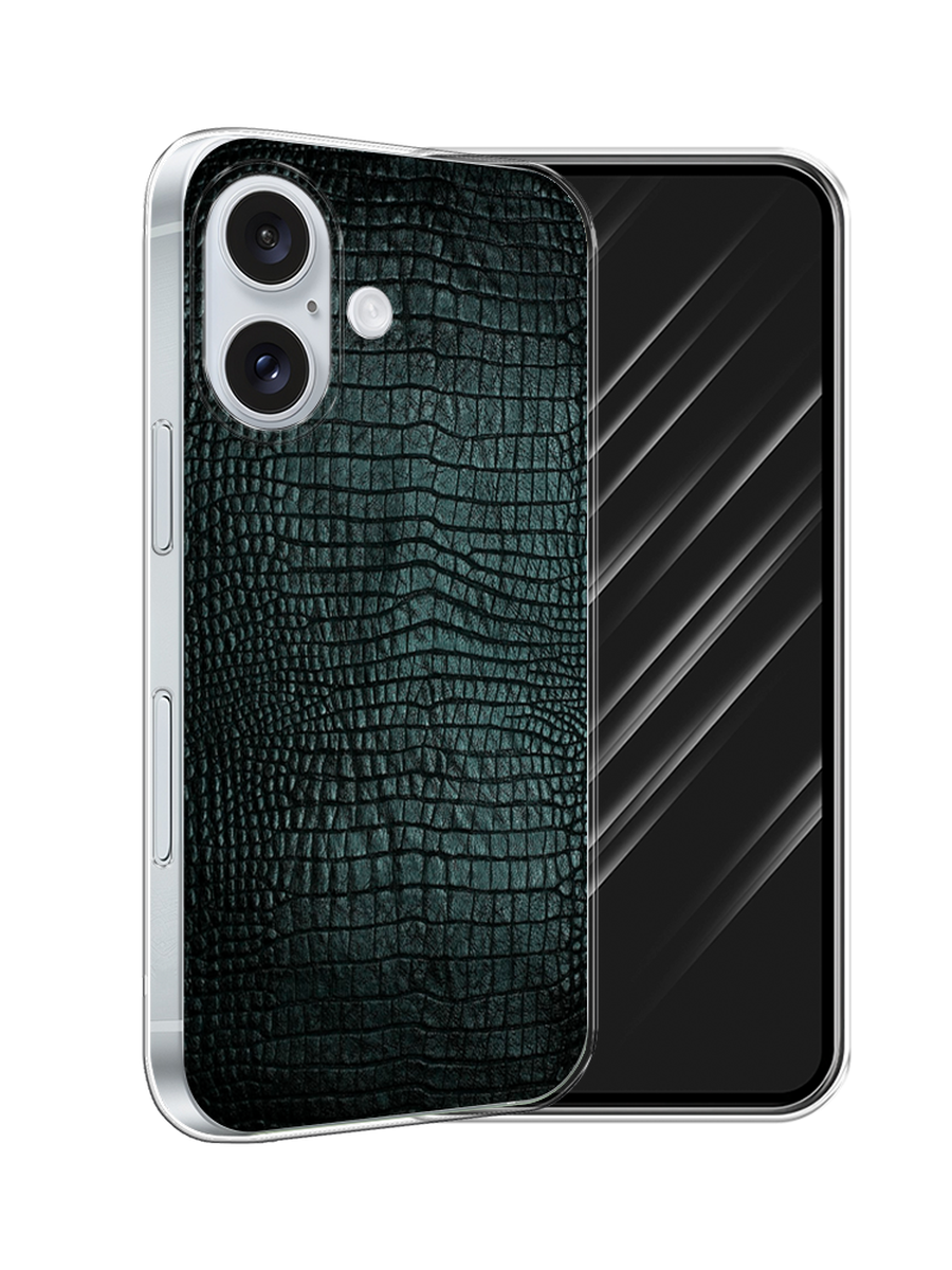 

Чехол Awog на Apple iPhone 16 "Черная змея", Черный;серый;голубой, 16050-1