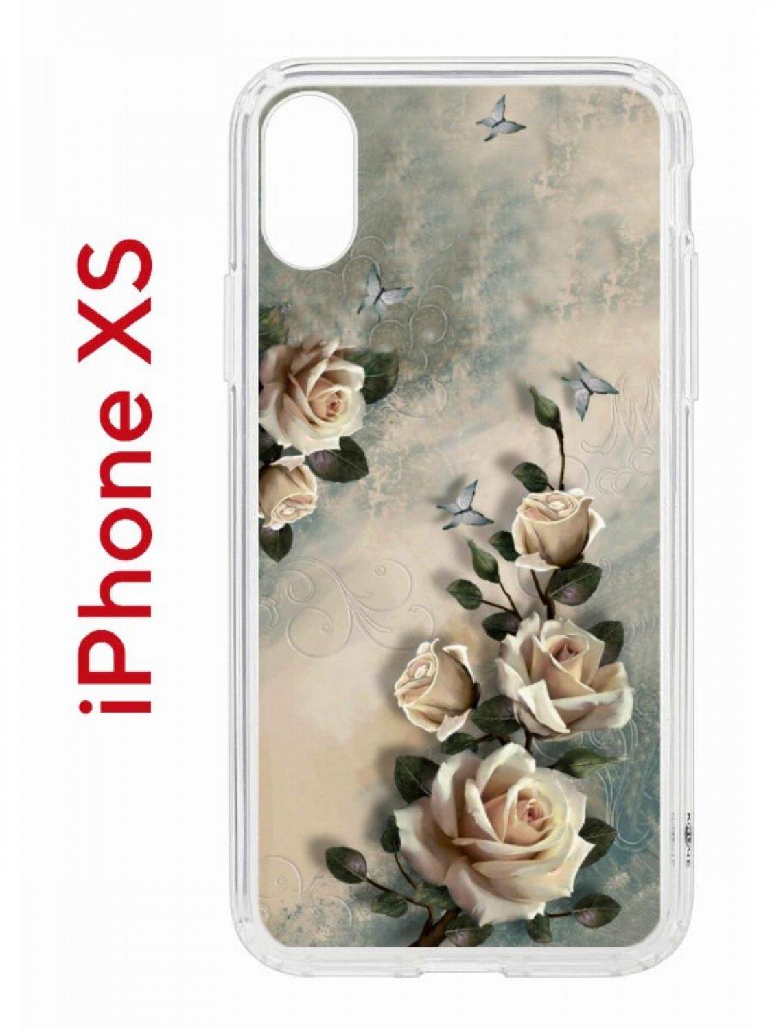 

Чехол на iPhone X, Xs с принтом Kruche Print Белая роза, бампер с защитой камеры, Прозрачный;бежевый;зеленый;голубой, Айфон Икс, ИксС