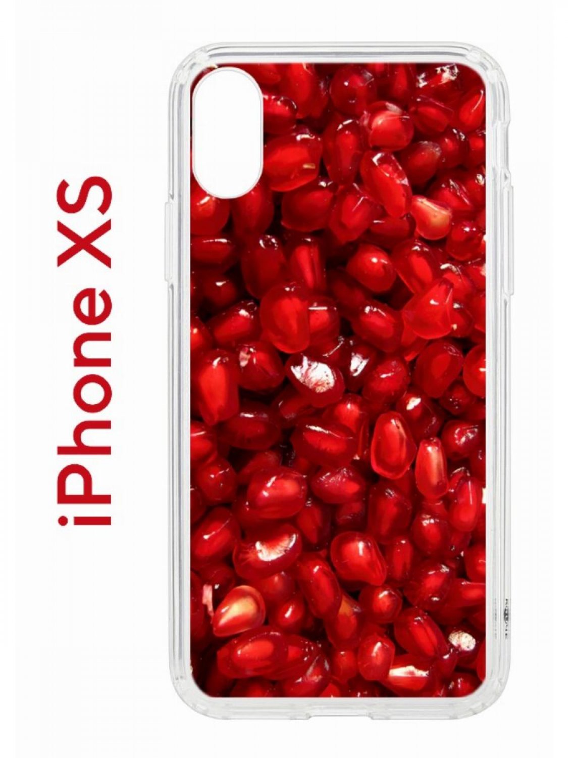 

Чехол на iPhone X, Xs с принтом Kruche Print Гранат, бампер с защитой камеры, Прозрачный;красный;бордовый;черный, Айфон Икс, ИксС