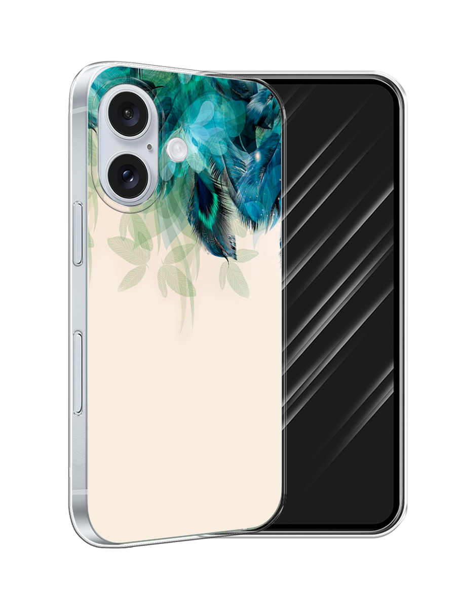 

Чехол Awog на Apple iPhone 16 "Перья голубого цвета", Бежевый;синий;бирюзовый, 16050-1