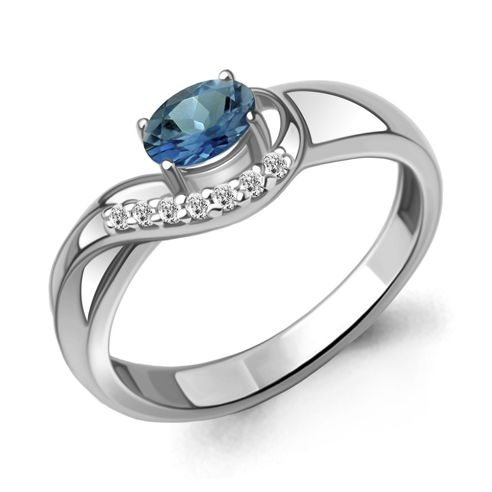 

Кольцо из серебра с топазом\фианитом Aquamarine Aquamarine 6967108А_925_р р. 17,5, 6967108А_925_р