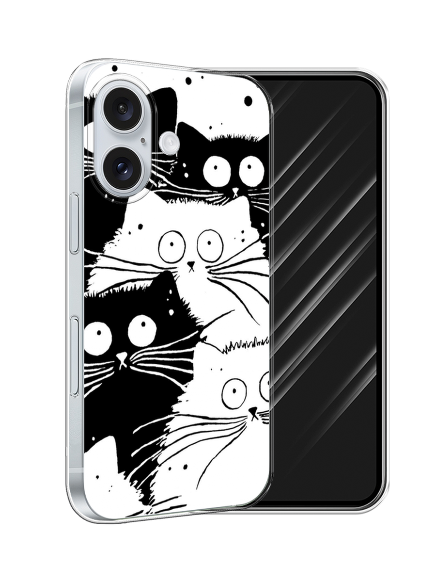

Чехол Awog на Apple iPhone 16 "Коты черно-белые", Черный;белый, 16050-1