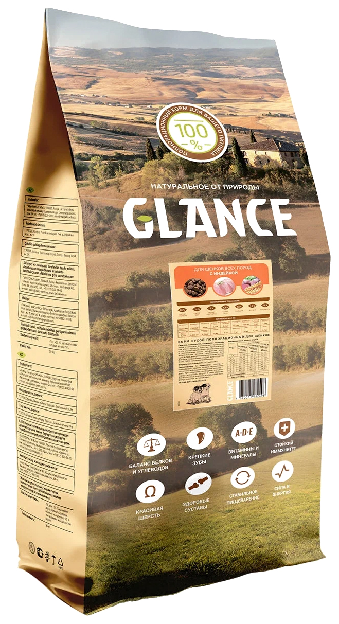 

GLANCE Корм сухой для щенков, с индейкой, 20 кг