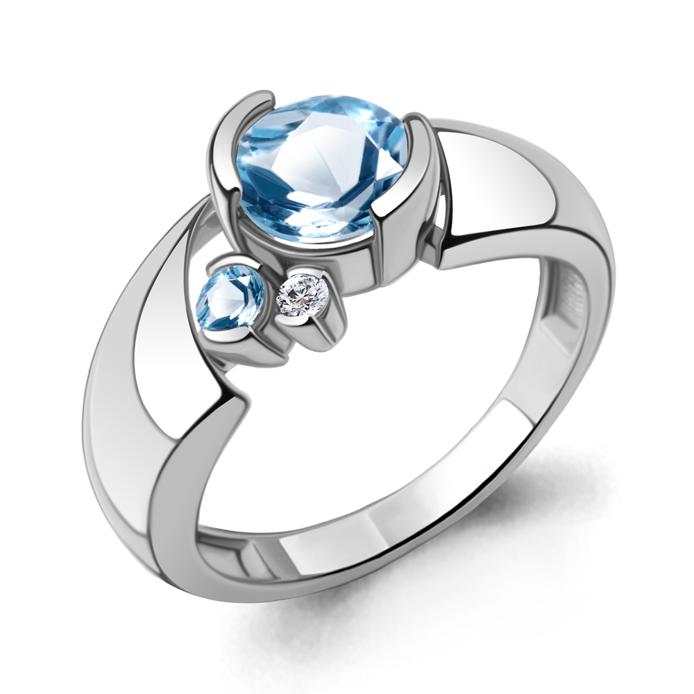 

Кольцо из серебра с топазом\фианитом Aquamarine Aquamarine 6966105А_925_р р. 18, 6966105А_925_р