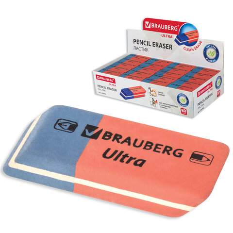 

Ластик BRAUBERG "Ultra", арт. 228708 - (80 шт.), Красный;синий