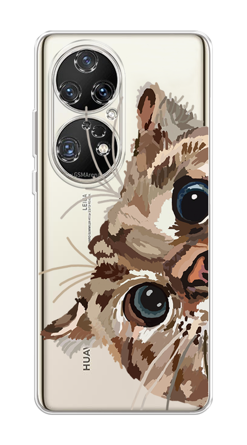 

Чехол на Huawei P50 Pro "Любопытный кот", Коричневый;синий;черный, 6105050-1