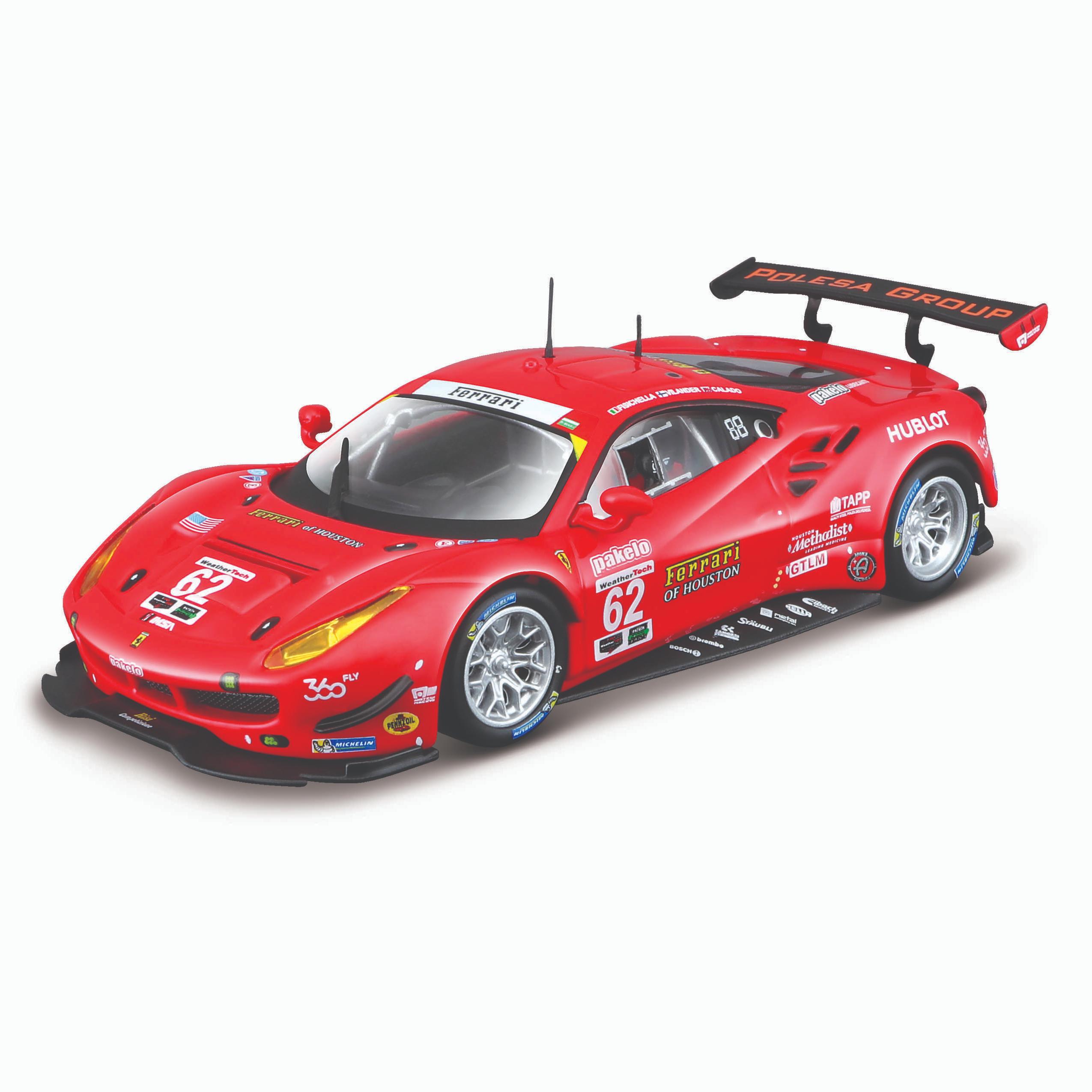 Коллекционная машинка Bburago Феррари 1:43 Ferrari Racing 488 GTE 2017,красная bburago 1 43 ferrari sf23 f1 75 sf21 sf1000 die cast vehicles model formula racing car toys acrylic box