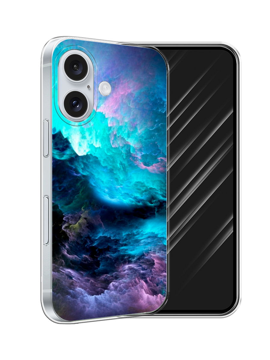 

Чехол Awog на Apple iPhone 16 "Бирюзовое небо", Бирюзовый;фиолетовый;черный, 16050-1