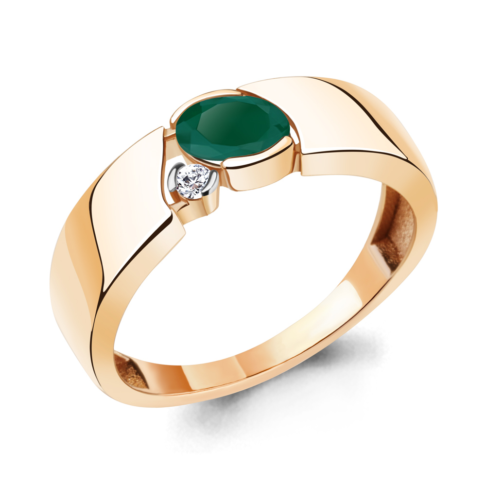

Кольцо из серебра с агатом\фианитом Aquamarine Aquamarine 6965809А_925_з р. 18, 6965809А_925_з
