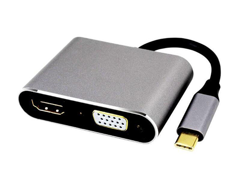 фото Док-станция telecom usb type-c - hdmi / vga alum grey tuc050