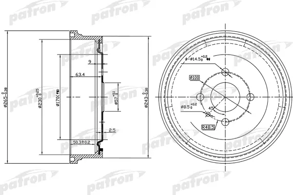 Барабан тормозной PATRON PDR1551