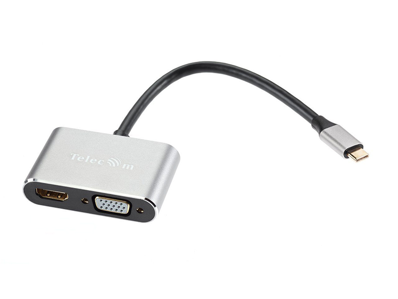 фото Док-станция telecom usb-type-c - hdmi / usb3.0 / pd / vga alum grey tuc055