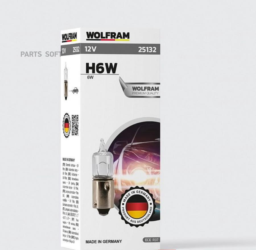 Лампа 12v H6w 6w Bax9s Wolfram Lens Light 1 Шт. Картон 25132 WOLFRAM арт. 25132